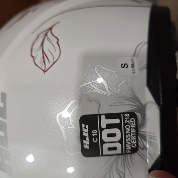 HJC White Motorcycle Helmet with Floral Design - Picture 4 of 4